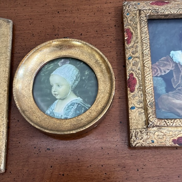 Mid Century Florentine Gold Gilt Childrens Wooden Plaque & Picture Set (3) - Picture 3 of 6